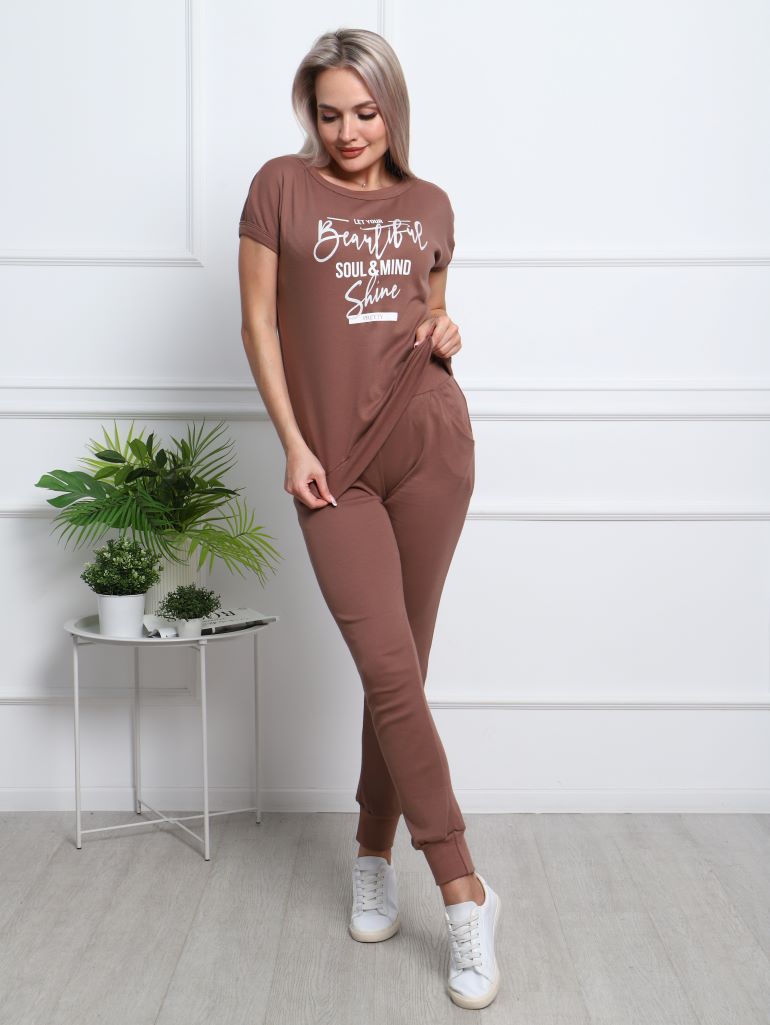 Костюм интерлок Шайн К-578 -кофе