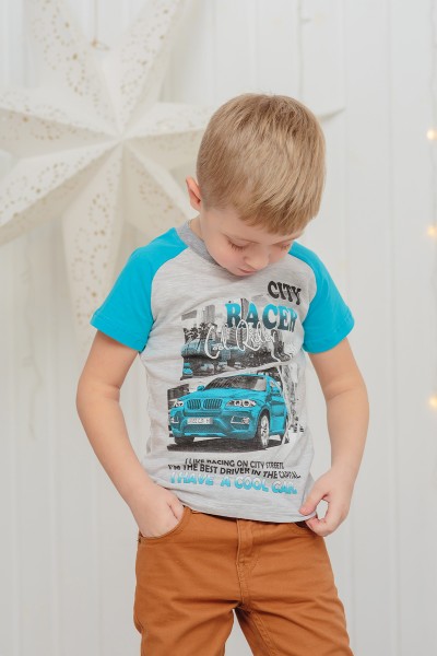 Футболка кулирка "Хипстер" Ф-406- бирюза