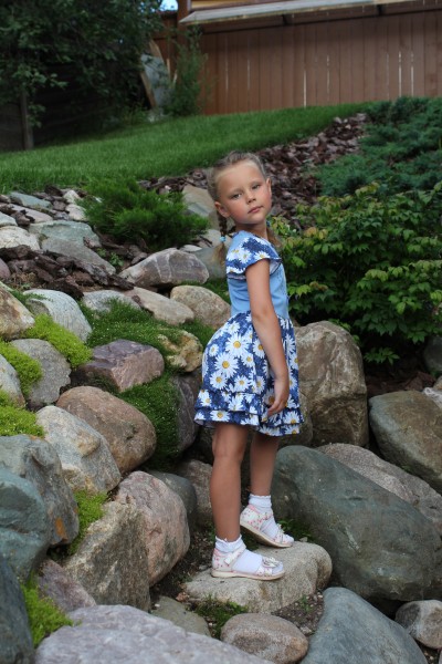 Платье детское "БУКЕТИК" голубое П-412