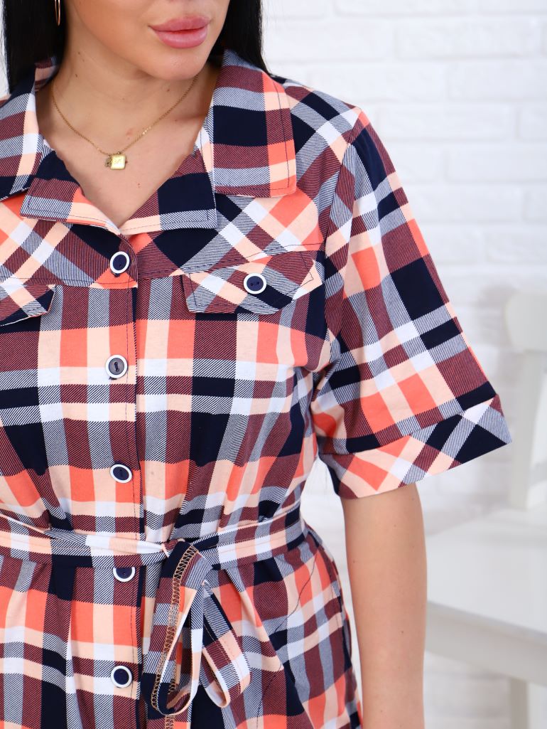 Халат кулирка СОФИЯ Х-617 клетка персик