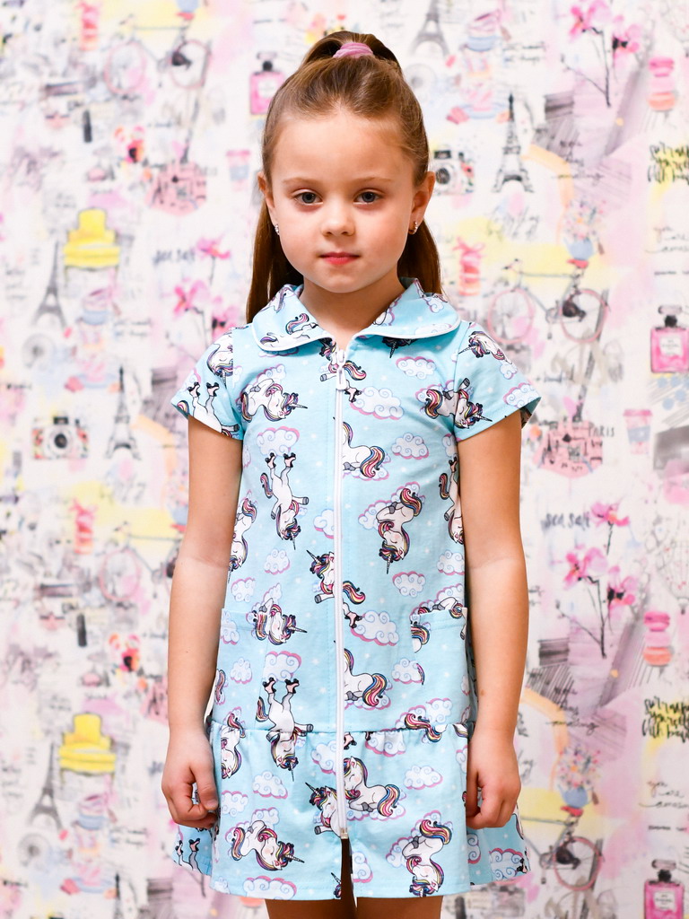 Халат детский кулирка Единорог Х-457