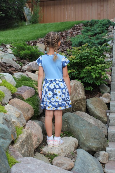 Платье детское "БУКЕТИК" голубое П-412